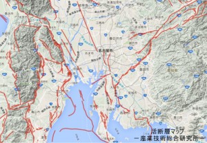 東海地方の活断層マップ