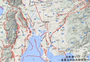 東海地方の活断層マップ