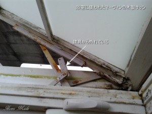 浴室に使われたマーヴィンの木製サッシ