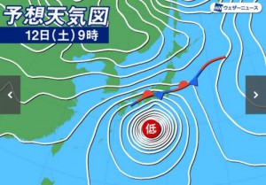 台風19号12日天気図