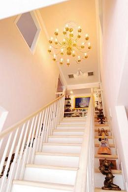 Stairs with chandelier